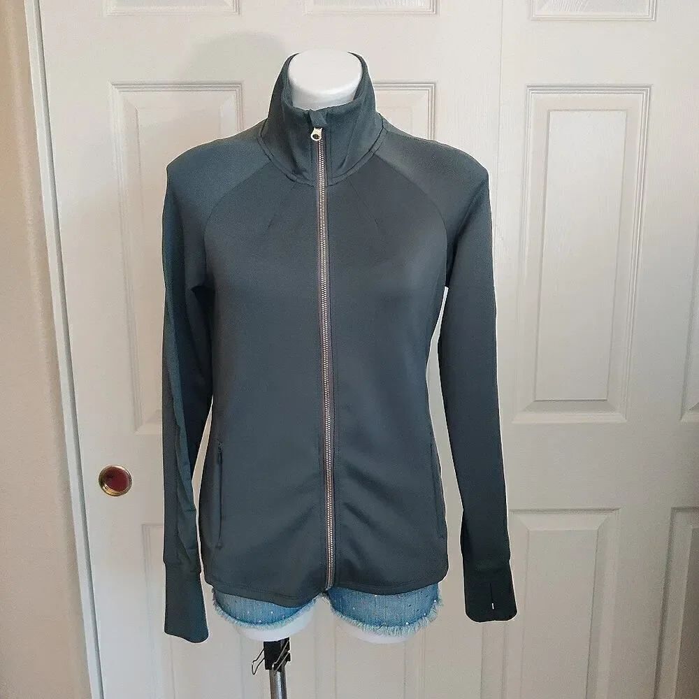 Apana zip front soft stretch athletic jacket sz M
